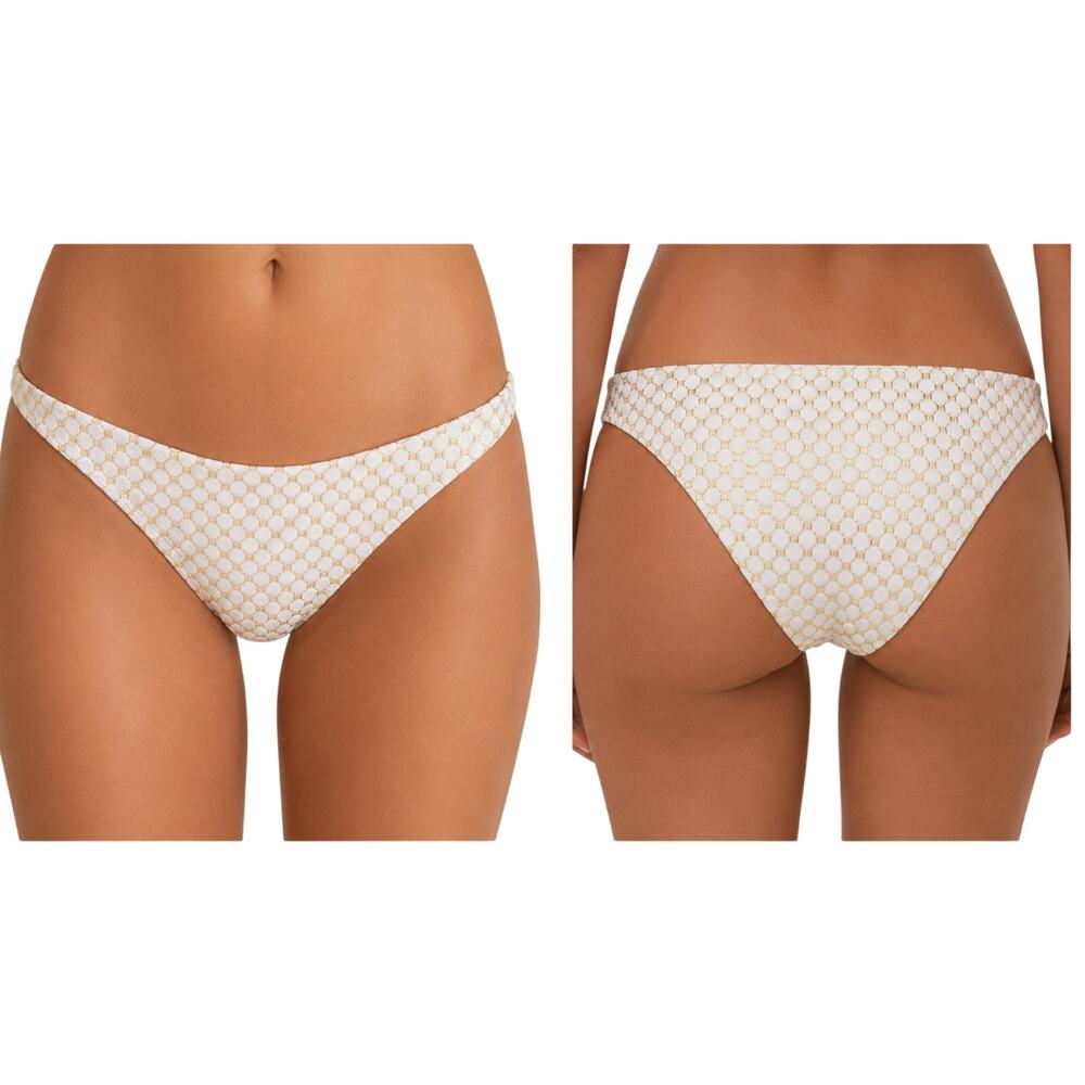 Melissa Odabash Vienna Bikini Bottom In Hexagon Gold White 10 NWT Resort Italy